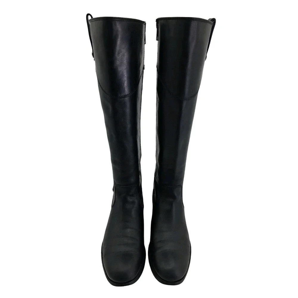 Frye Boots Womens Size 8 B Black Leather Riding Knee High Zip Extended Calf 4001